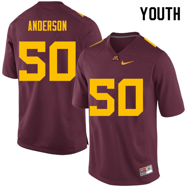 Youth #50 Danny Anderson Minnesota Golden Gophers College Football Jerseys Sale-Maroon